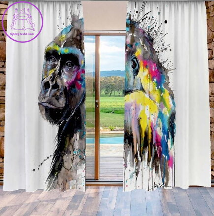Závěsy 3D dekorační 2x140x250cm Gorila art