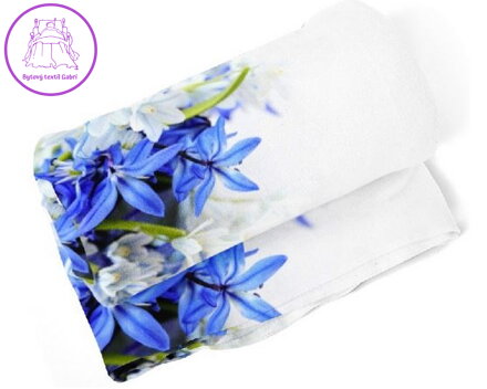 Fleecová fotodeka - Modré a bílé květy více rozměrů 