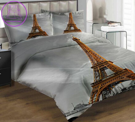 Povlečení z moderního materiálu Interlock fototisk 3D efekt - Paříž
