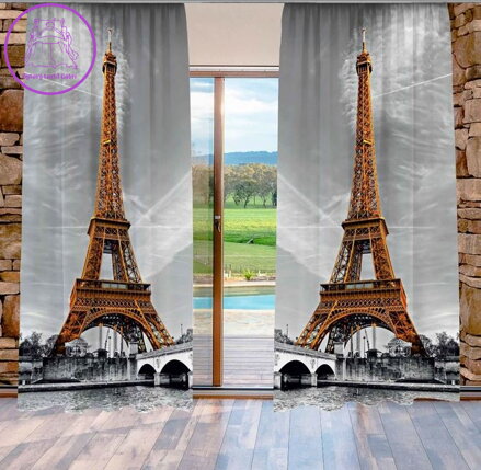 Závěsy 3D dekorační 2x140x250cm Paříž