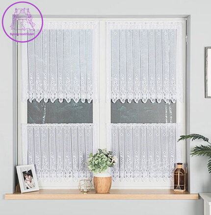 Metrážové vitrážky bílé žakárové panelové se vzorem Gabri-018529 ( více rozměrů )