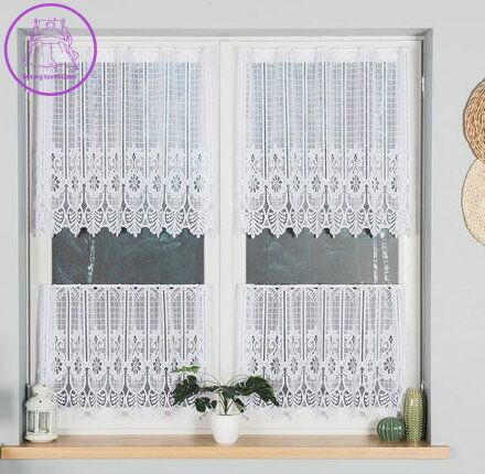 Metrážové vitrážky bílé žakárové panelové se vzorem Gabri-605101 ( více rozměrů )