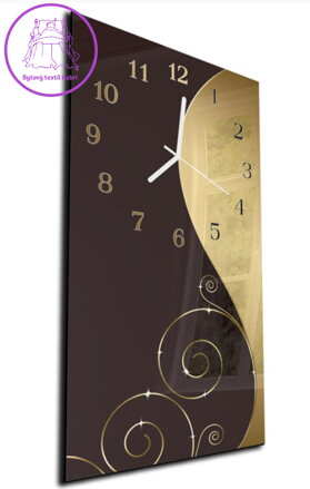 Nástěnné hodiny 30x60cm - Decentní hnědo béžový abstrakt