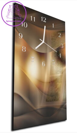 Nástěnné hodiny 30x60cm - Světle a tmavě hnědý abstrakt