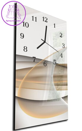 Nástěnné hodiny 30x60cm - Abstraktní béžovo šedá vlna
