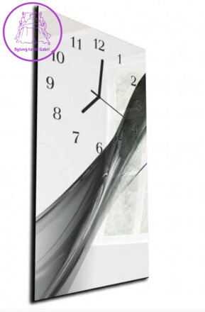 Nástěnné hodiny 30x60cm - Tmavě šedá vlna