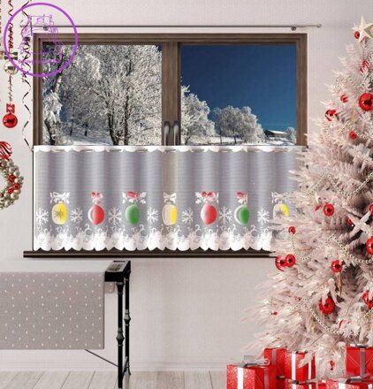 Vánoční záclona vitrážka 150x50cm W-Vánoční ozdoby