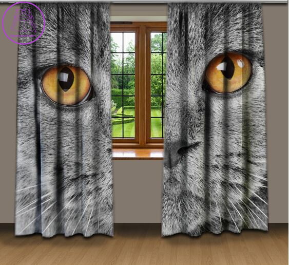 Závěsy 3D dekorační 2x140x250cm Kočičí pohled