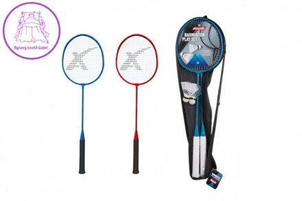 Sada badminton pálky 2ks + míček 2ks 65cm kov/plast 2 barvy v pouzdře