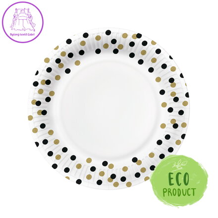Papírový talíř PAW Eco 23 cm Confetti - gold / black