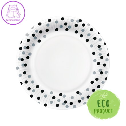 Papírový talíř PAW Eco 23 cm Confetti - black / silver