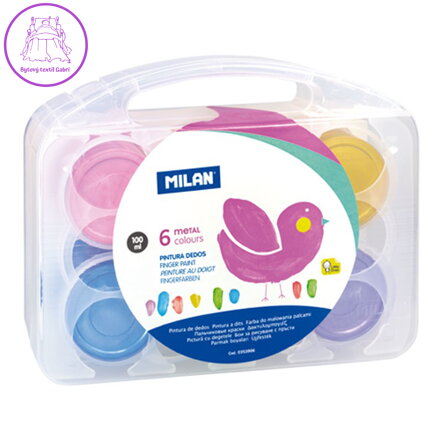 Barvy vodové prstové MILAN - 6 metalických barev, 100 ml