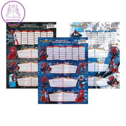Etikety na zošity a rozvrh 6+1 ks Spider-Man - mix
