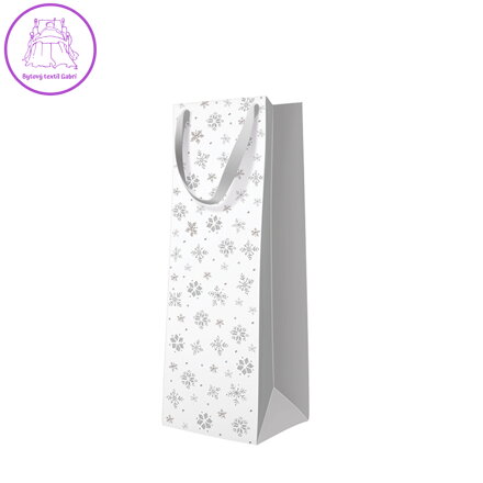 Dárková taška PAW premium Glitter Snowflakes (silver), láhev