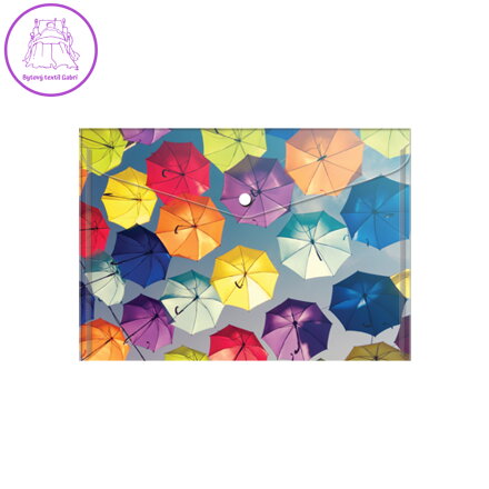 Obal PP s patentkou A5, Colorful Umbrellas