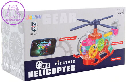 Vrtulník transparentní s ozubenými kolečky na baterie Světlo Zvuk