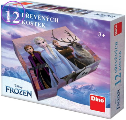 DINO DŘEVO Kubus Frozen 2 (Ledové Království) obrázkové kostky set 12ks