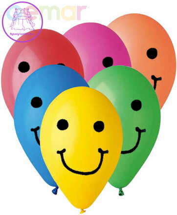 GEMAR Balónek nafukovací 26cm Pastelový potisk SMILE různé barvy 1ks