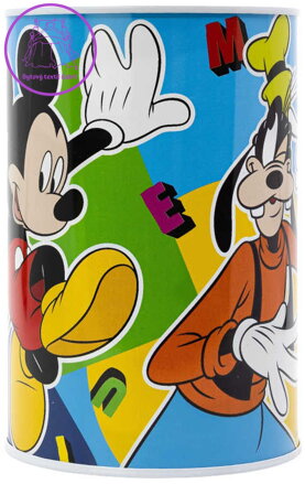 Pokladnička válec Disney Mickey Mouse 10x15cm dětská kasička kovová