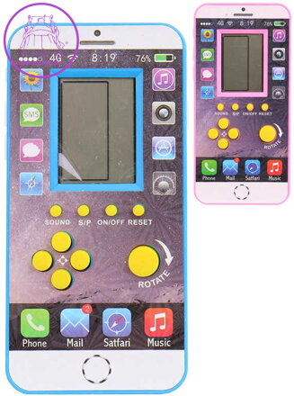 Hra digitální tetris Brick Game elektronická smartphone na baterie 4 barvy Zvuk