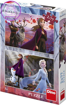 DINO Puzzle Frozen II (Ledové Království) 2x77 dílků 26x18cm skládačka 2v1