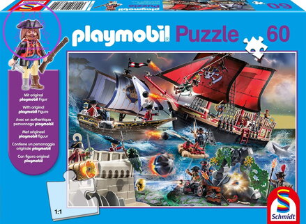SCHMIDT Puzzle Playmobil Piráti 60 dílků + figurka Playmobil