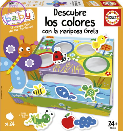 EDUCA Baby Třídění barev s motýlem Gretou 4x6 dílků