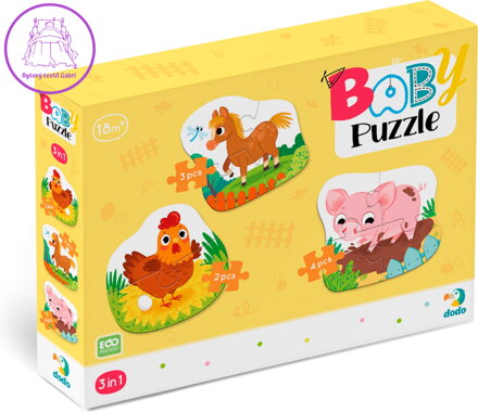 DODO Baby puzzle Zvířátka z farmy 3v1 (2,3,4 dílků)