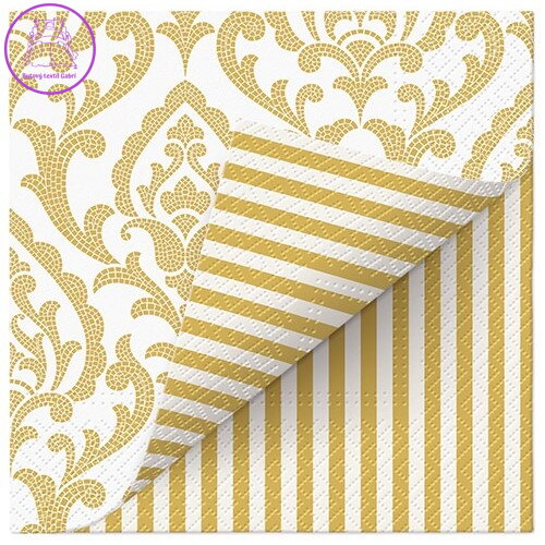 Ubrousky PAW L 33x33cm Double Design Portuguese Tiles Stripe (gold)