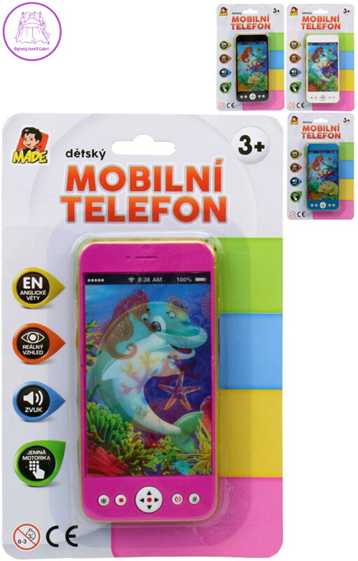 Telefon dětský mobilní 14cm smartphone na baterie 4 druhy Zvuk AJ